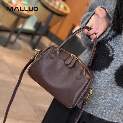 Women Natural Cow Leather Handbags Ladies High Quality Shoulder Bag Female Fashion Retro Luxury Designer Cowhide Crossbody Bags