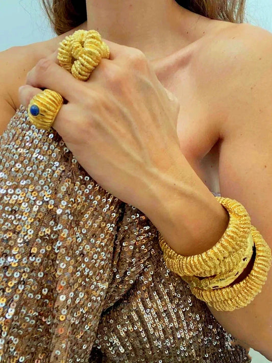 Brass Chunky Twist Natural Turquoise Rings Women  Jewelry Punk Designer Club Cocktail  Party Boho Japan Korean