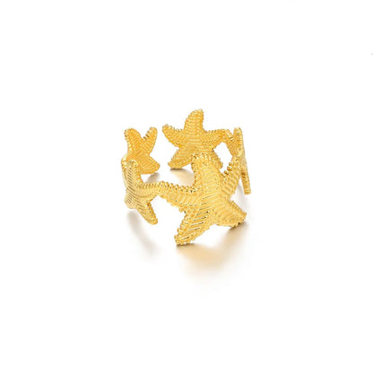 Stainless Steel Starfish Open Rings For Women Gold Color  Geometric Adjustable Ring Wedding Party Fashion Jewerly Gift anillos