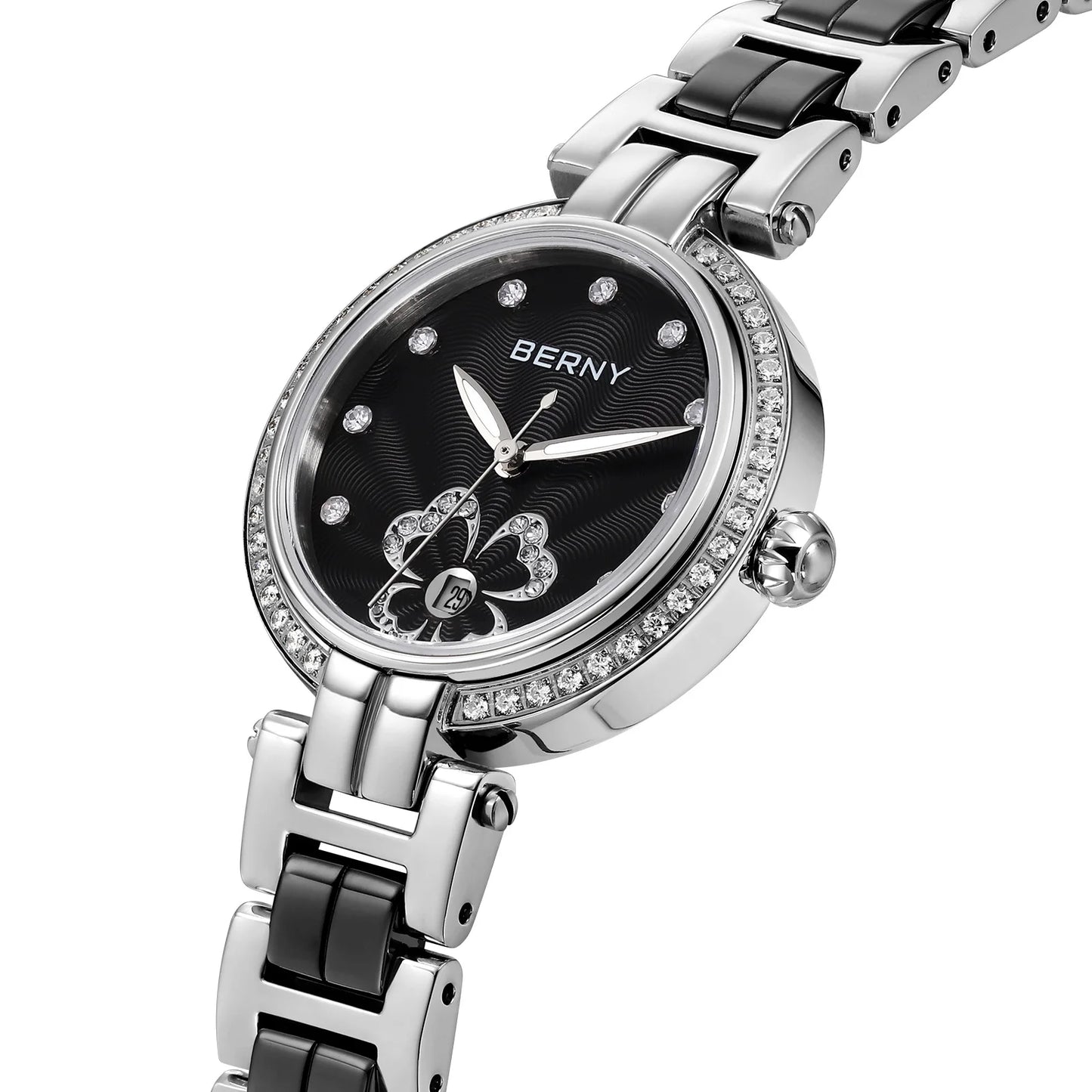 Elegant Ceramic Quartz Wristwatch, High-Quality Casual Fashion Timepiece for Ladies