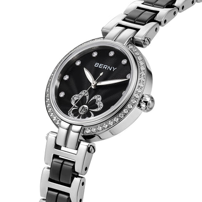 Elegant Ceramic Quartz Wristwatch, High-Quality Casual Fashion Timepiece for Ladies