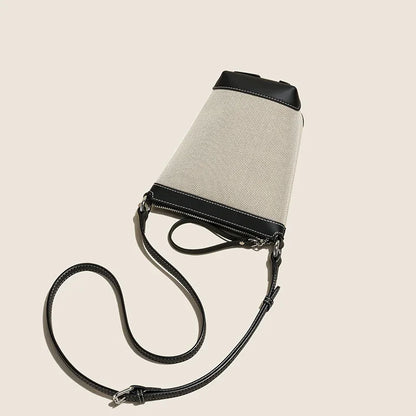 2024 Genuine leather Canvas Crossbody Women's Bag Bucket Bag Autumn Winter Ladies Designer Luxury Brand Lightweight Small Bag