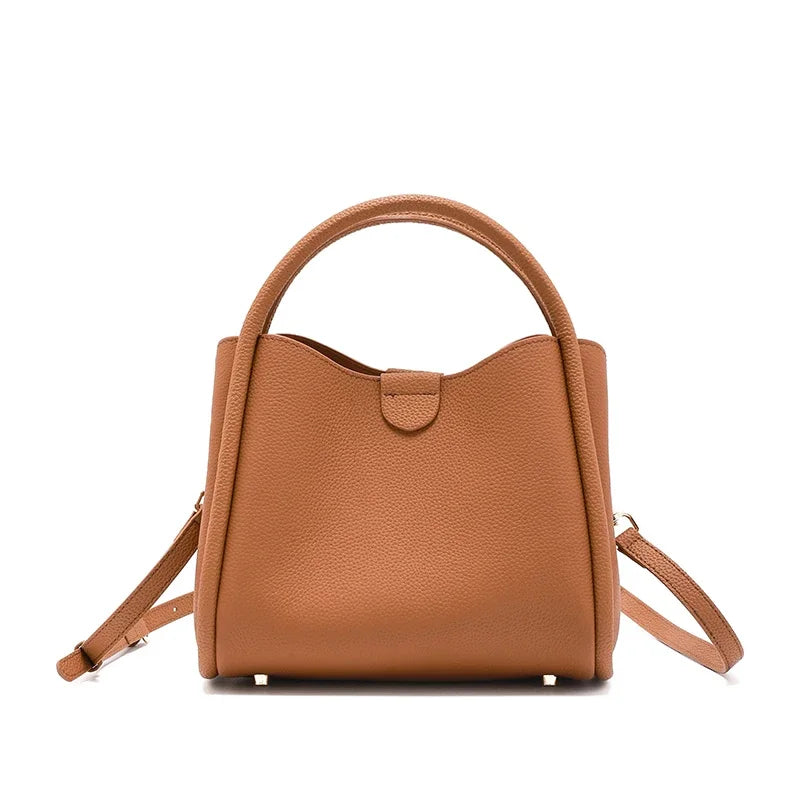 Women's Natural Cow Real Leather Shoulder Bag Ladies Retro Fashion Luxury Crossbody Bag Female Cowhide Commuter Handbag for Lady