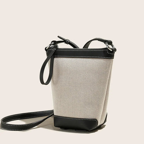 2024 Genuine leather Canvas Crossbody Women's Bag Bucket Bag Autumn Winter Ladies Designer Luxury Brand Lightweight Small Bag