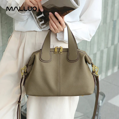 Middle aged Women's Natural Cow Leather Shoulder Bag Female Casual Cowhide Crossbody Bags Ladies Retro Large Capacity Handbags