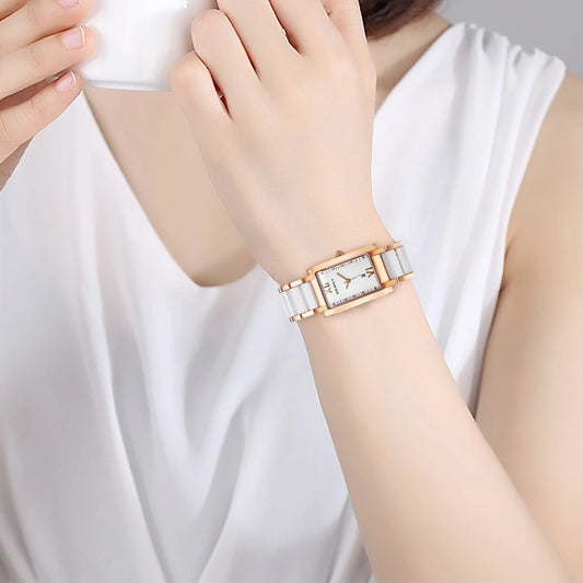 BERNY Women's Watches Calendar Date Elegant Classic Rectangle Ceramics Quartz Ladies Watch Luxury TANK Fashion Women Wristwatch