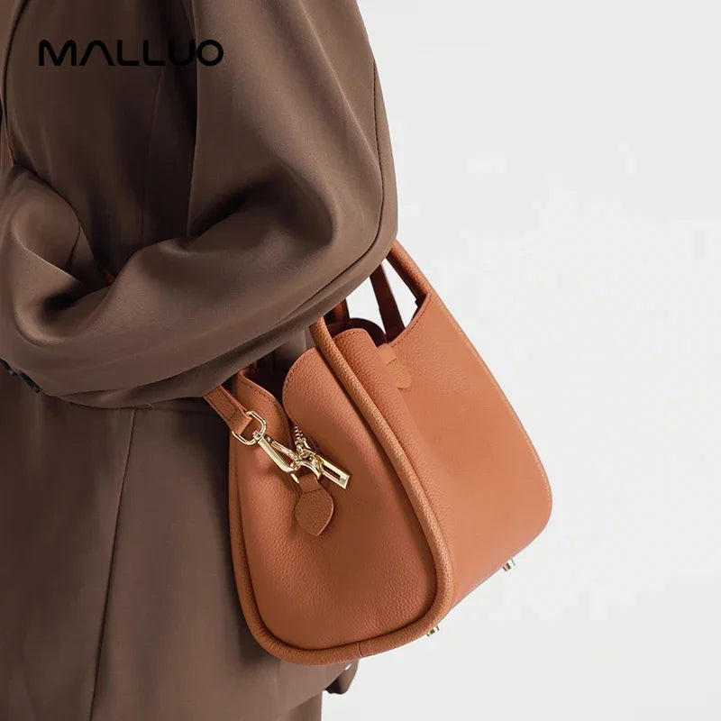 Women's Natural Cow Real Leather Shoulder Bag Ladies Retro Fashion Luxury Crossbody Bag Female Cowhide Commuter Handbag for Lady