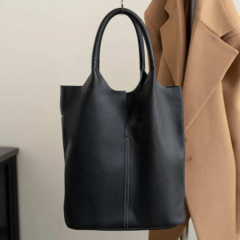 Bucket Bag Ladies Luxury Women Tote Bag Casual Genuine Cow Leather Shoulder Bags ladies Tote Handbags Big Shopper Bag for Female