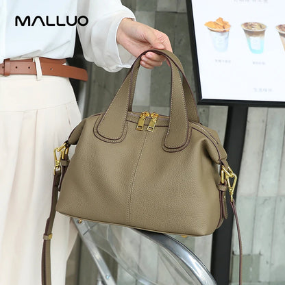 Middle aged Women's Natural Cow Leather Shoulder Bag Female Casual Cowhide Crossbody Bags Ladies Retro Large Capacity Handbags