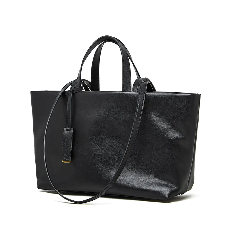 2025 Fashion Retro Underarm Female Bag Soft Oil Wax Leather  Shoulder Bag Large Capacity Genuine Leather Commuter Tote bag Woman