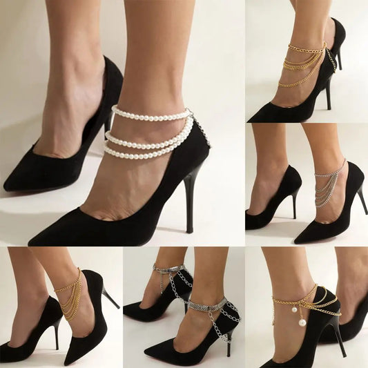 Elegant Pearl Tassel Anklet