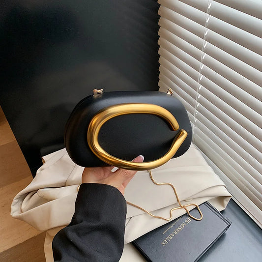 Racine Elegant Metal Handle Clutch Bag